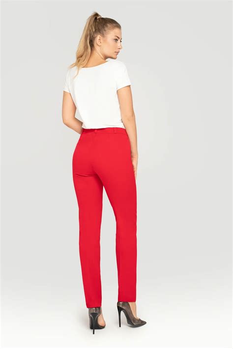 Spodnie klasyczne zwężane czerwone- wizytowe spodnie damskie