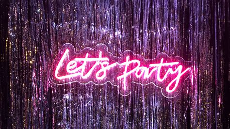 Download Wallpaper 2560x1440 Party Neon Inscription Text Word