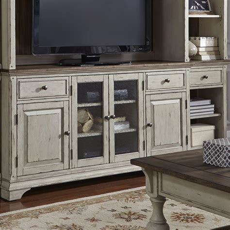 Antique White Finish Wood Tv Stand Morgan Creek 498 Entw