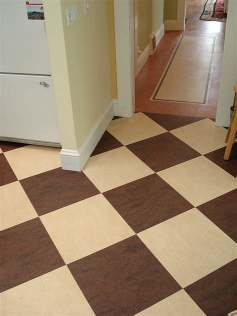 Checker Board Design In Brown And Cream Marmoleum Linoleum Tiles Yelp