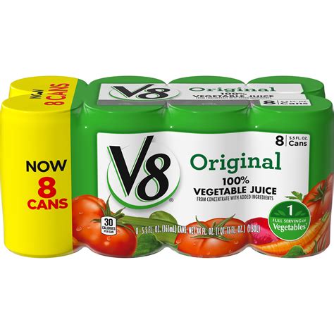 V8 Original 100 Vegetable Juice 55 Oz Can Pack Of 8