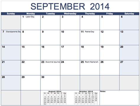 Horizontal 2014 Monthly Calendar Template For Numbers