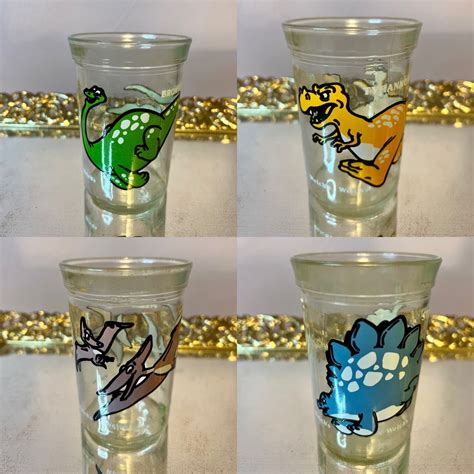 Complete Set Of Welchs Dinosaur Juice Glasses Etsy