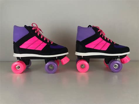 Vintage 90s Retro Roller Skates Black Purple And Neon Pink New Old