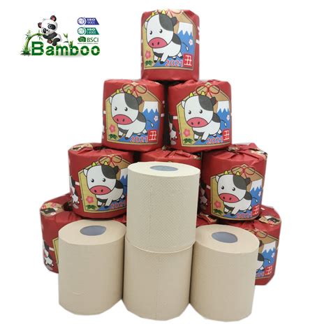 Custom Unbleaching Soft Virgin Bamboo Pulp Toilet Printed Toilet Paper Bathroom Tissue Paper