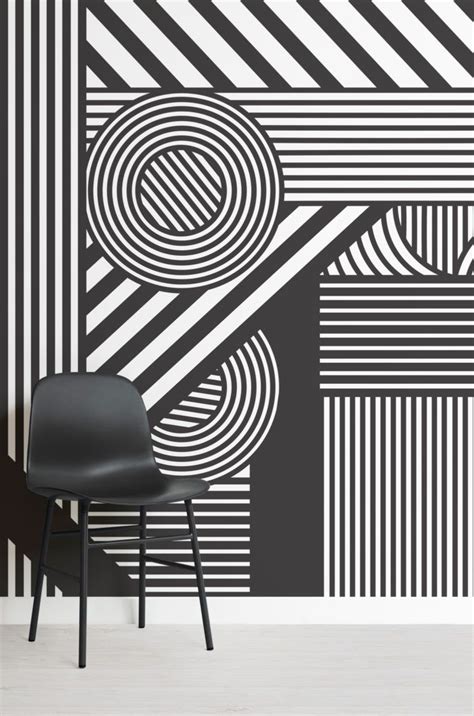 Black And White Oriz Geometric Wallpaper Mural Hovia Uk Wall Paint
