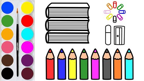 How To Draw School Supplies Easy Art Colors For Kids Draw For Kids