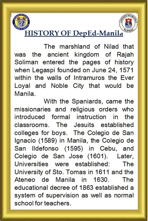 Department Of Education Manila History