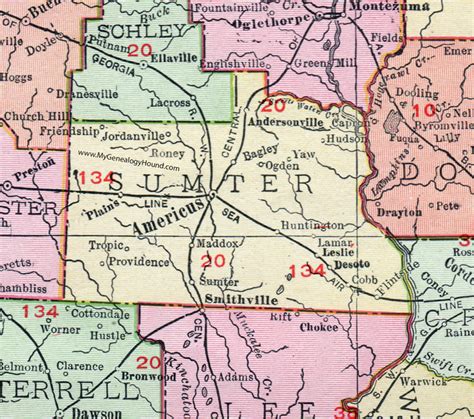 Sumter County Georgia 1911 Map Americus Andersonville