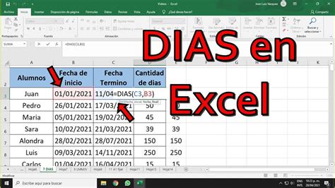 Calcular El N Mero De D As Entre Fechas Con Excel Nucleo Visual The