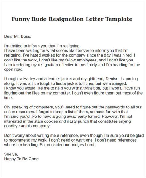 Rude Resignation Letter