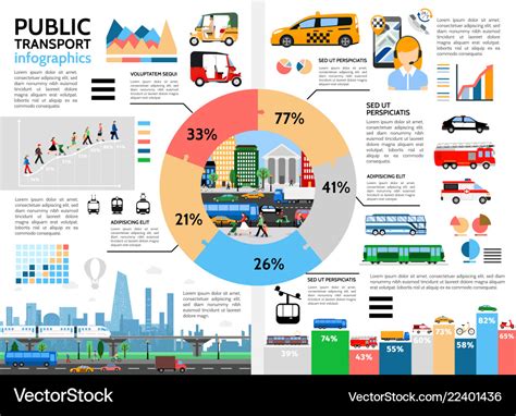 Flat Public Transport Infographic Concept Vector Image