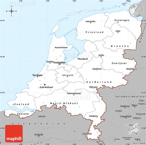 Make your maps on the go with the brand new ios and android app for mapchart. Gray Simple Map of Netherlands
