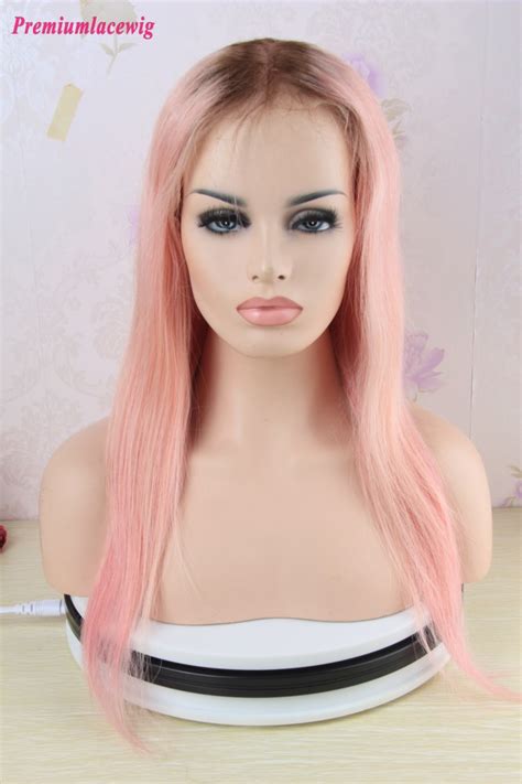 Buy Brazilian Lace Front Wig Pink Color Straight Human Hair Wig 24inch