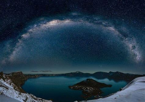 Nature Photography Landscape Winter Snow Milky Way Starry Night Long Exposure Crater