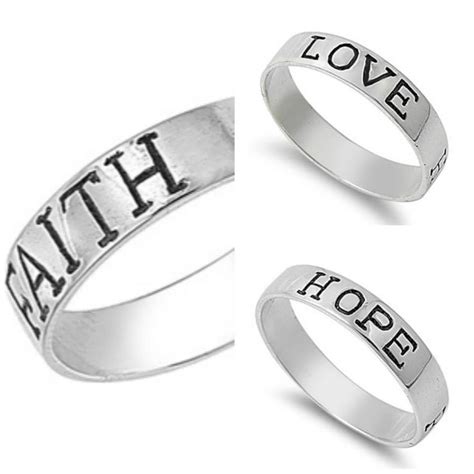 Faith Love Hope Sterling Silver Band Sizes 4 To 12 Note This Is 1