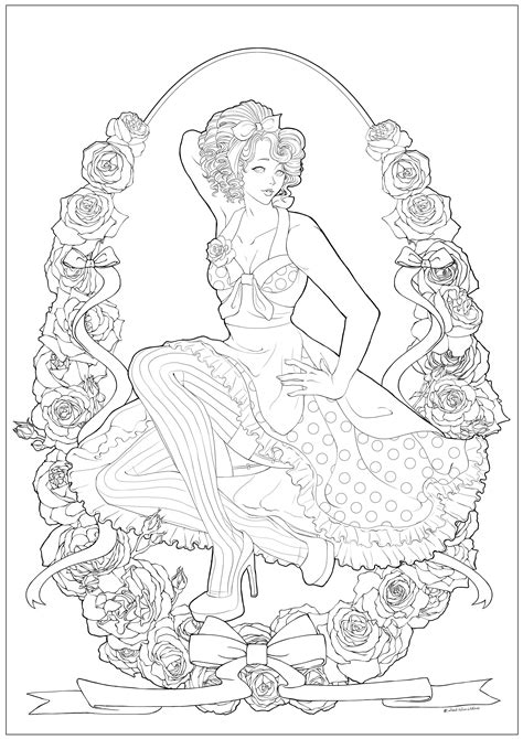 Pin Up Vintage Adult Coloring Pages
