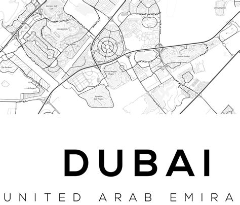 Dubai Map Print Uae United Arab Emirates Dubai Map Poster Etsy