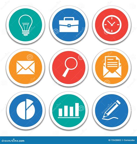 Business And Office Icons Set Stock Vector Illustration Of Data