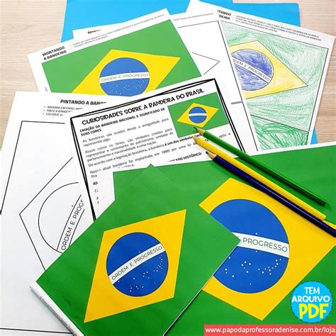 Bandeira Do Brasil Para Imprimir E Pintar Papo Da Professora Denise
