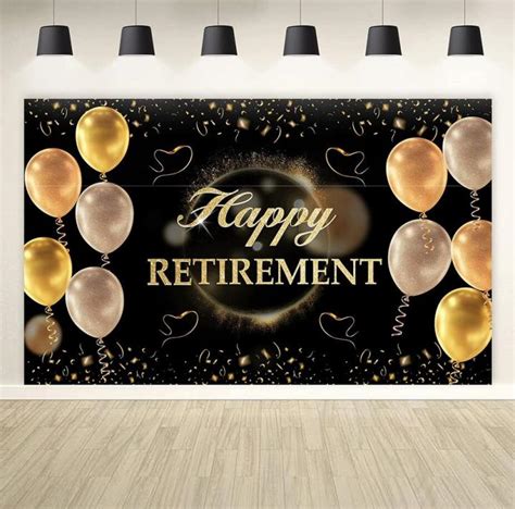 Happy Retirement Photography Backdrop Banner Party Decorations Black