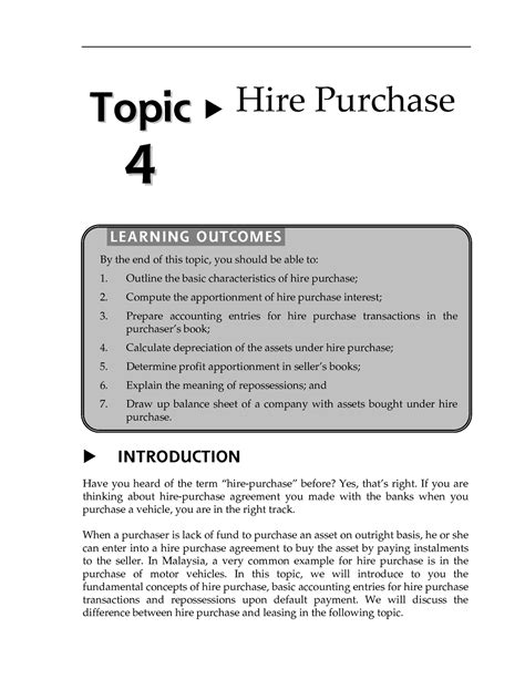 Chapter 4 Hire Purchase Introduction Have You Heard Of The Term „hire