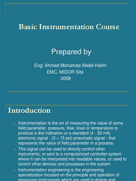 Instrumentation Basics 01 Pressure Measurement Pdf