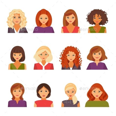Set Of Female Avatars By Artbesouro Graphicriver