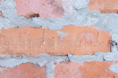 Old Brown Brick Wall Close Up Horizontal View Grunge Abstract