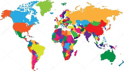Color World Map World Map Continents World Map