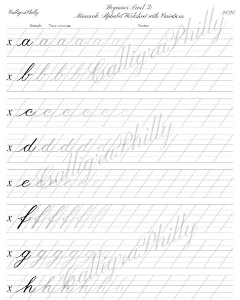 Beginner Level 2 Deluxe Lowercase Copperplate Calligraphy Etsy