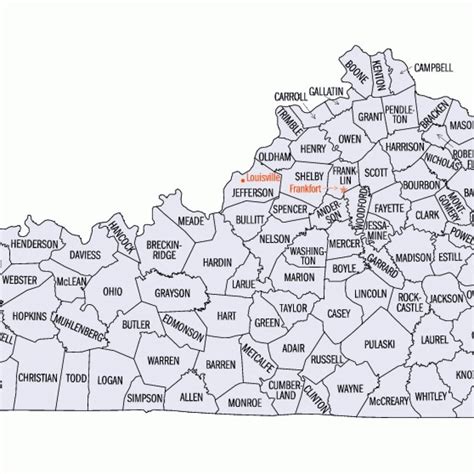 Kentucky Counties Map Printable