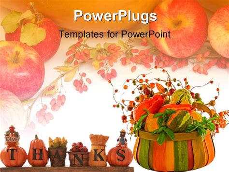 Powerpoint Template Thanksgiving Theme With Words Give Thanks Turkey
