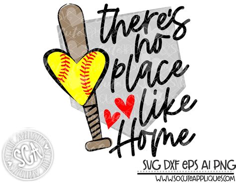 Theres No Place Like Home Softball Base 19 Svg Sca