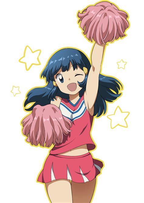 Safebooru 1girl Arm Up Armpits Bangs Bare Arms Blue Hair Cheerleader Commentary Hikari