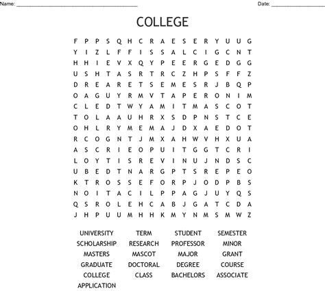 College Word Search Puzzle Printable Word Search Printable