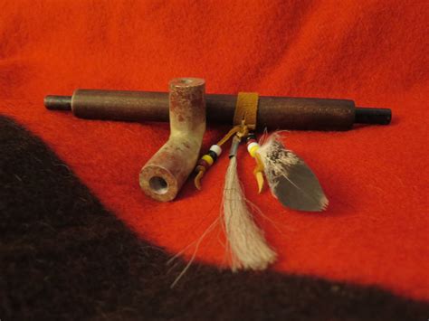 Feather And Beads Decorated Pipe Sacred Ceremonial Pipe Wooden Smoking