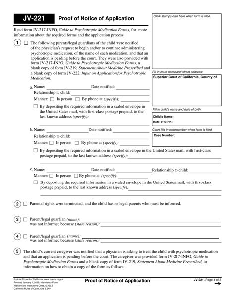 Form Jv 221 Download Fillable Pdf Or Fill Online Proof Of Notice Of