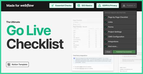 Free Notion Template Webflow Go Live Checklist Stark Projects