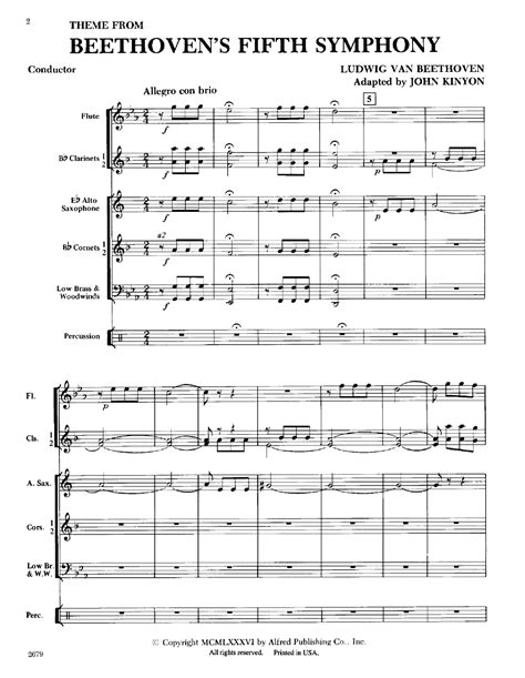 Beethovens Fifth Symphony Theme By Beethovenarr Jw Pepper Sheet Music