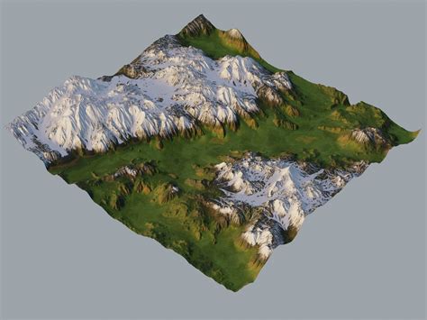Snow Mountains Terrain 3d Model Obj Fbx Blend