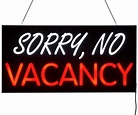 "Sorry No Vacancy" LED Sign with Hanging Chain, Rectangular - 23" x 11 ...