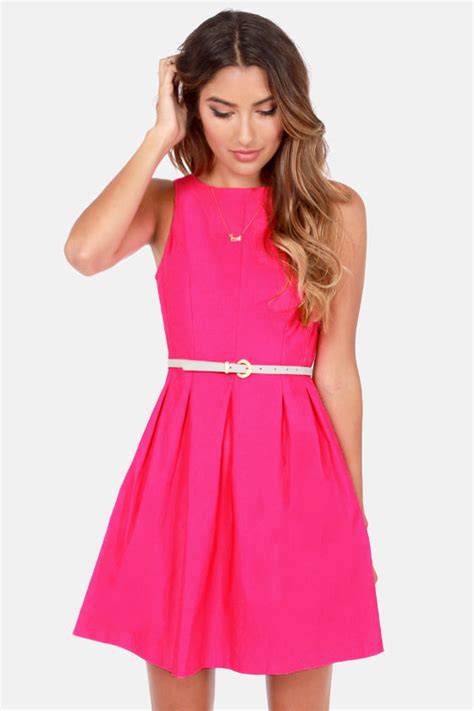 Cute Fuchsia Dress Pink Dress Sleeveless Dress 4200