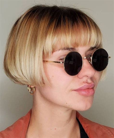 90s Short Rounded Bob And Fringe Edgy Short Haircuts Short Bobs With