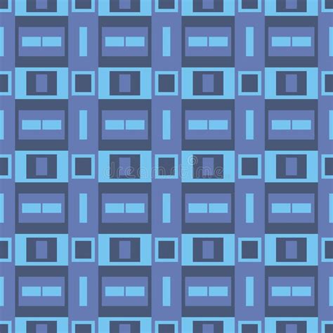 Blue Seamless Geometric Pattern With Different Combinations Of Squares