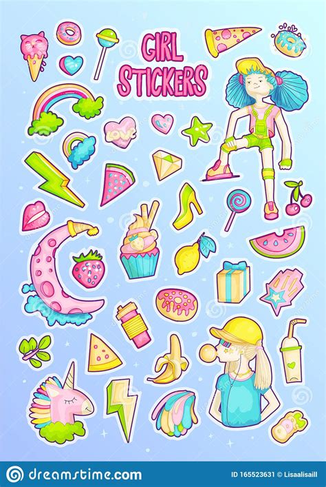 Brave Cute Fashion Princess Vector Cartoon Sticker Set Princess Magic