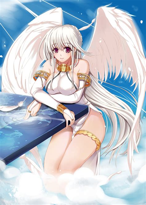 Wallpaper Illustration Long Hair Anime Girls Legs Wings Angel