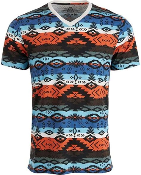 American Rag Mens Aztec Print V Neck T Shirt Mens Medium Ebay