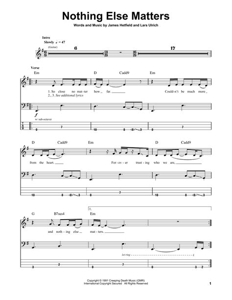 Nothing else matters by metallica bass tab different versions chords, tab, tabs. Nothing Else Matters by Metallica - Bass Tab - Guitar ...