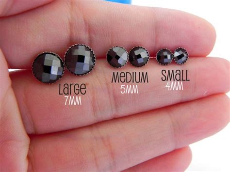 Mens Black Diamond Earrings 4mm 925 Sterling Silver Stud Earrings For